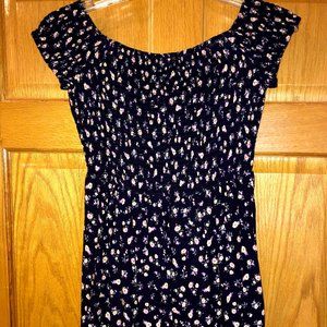 Navy Blue Floral Dress